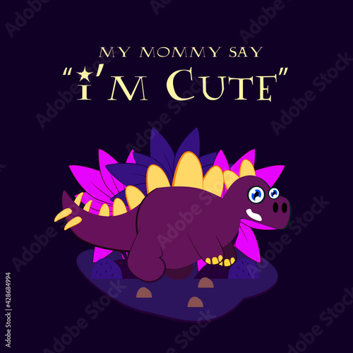 dinosaur llustration with text i'm cute for kids background