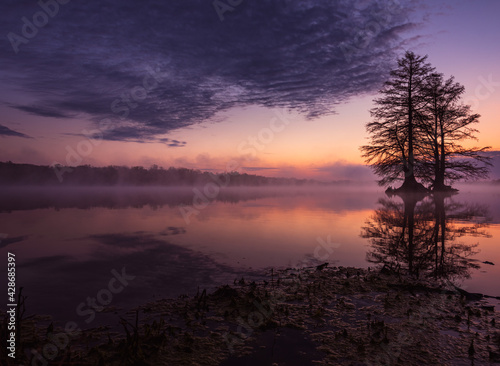 sunset over the river