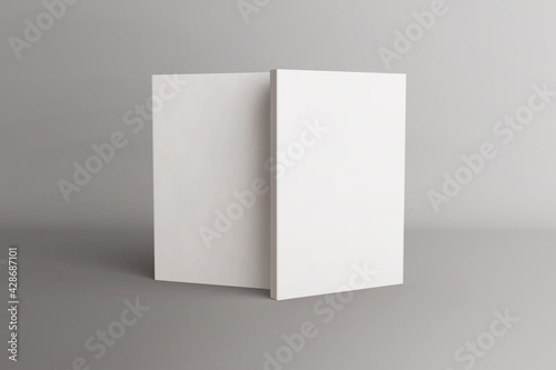3D Render Front and back views of the standing softcover book mockup