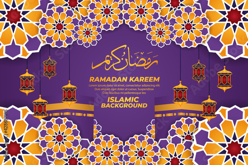ramadan kareem islamic background mecca ornament purple