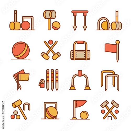 Croquet icons set. Outline set of croquet vector icons for web design isolated on white background
