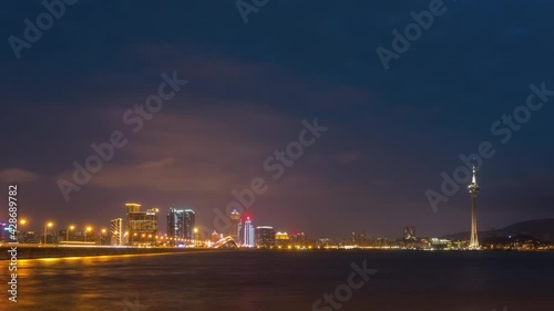 Wallpaper Mural night illuminated sunset sky macau cityscape bay panorama timelapse 4k  china Torontodigital.ca