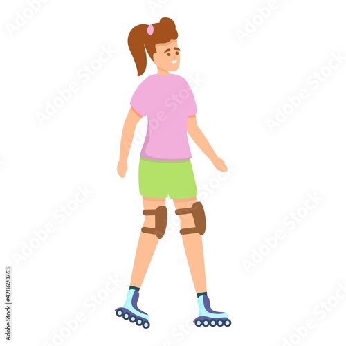 Children rollerblading icon. Cartoon of Children rollerblading vector icon for web design isolated on white background
