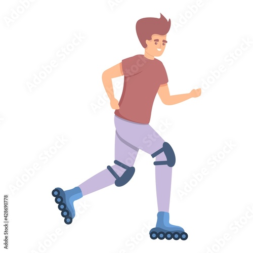 Boy rollerblading icon. Cartoon of Boy rollerblading vector icon for web design isolated on white background © nsit0108
