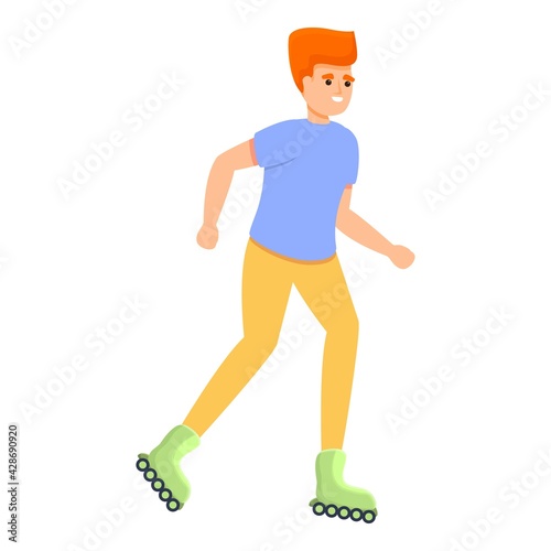 Boy fun rollerblading icon. Cartoon of Boy fun rollerblading vector icon for web design isolated on white background