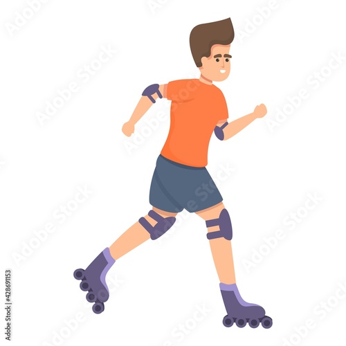 Fototapeta Naklejka Na Ścianę i Meble -  Athlete rollerblading icon. Cartoon of Athlete rollerblading vector icon for web design isolated on white background