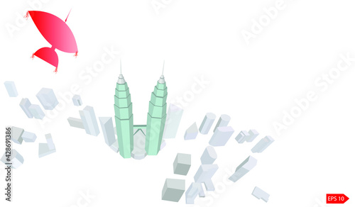 Canvas Print Kuala Lumpur skyline detailed silhouette. Vector illustration
