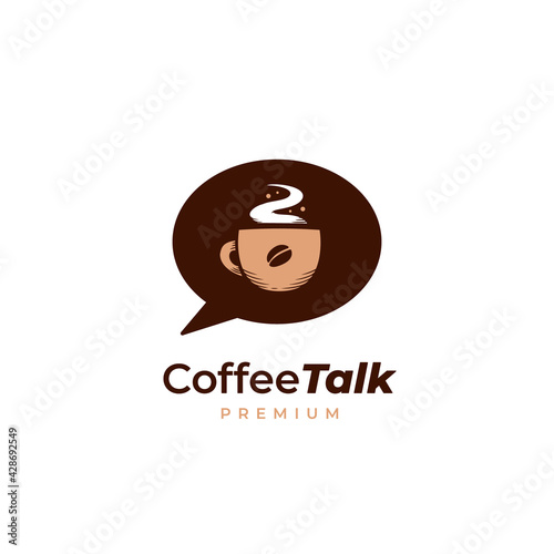 Vintage hot coffee talk podcast logo icon illustration