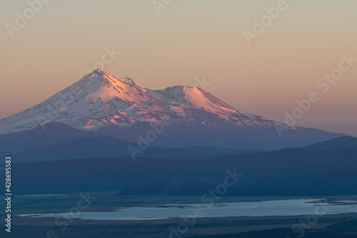 Mount Shasta at sunset as seen from Hamaker Mountain in Klamath County Oregon. © Dawn