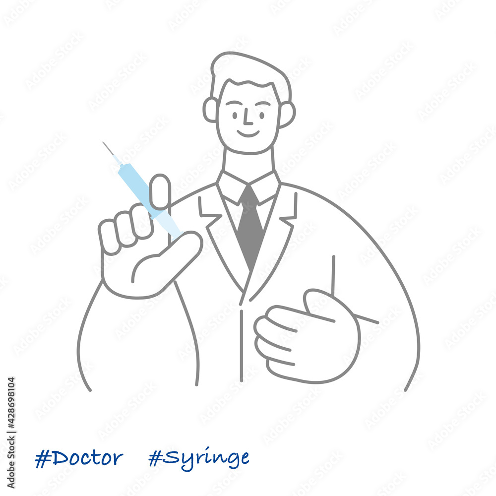 職業イラスト/Doctor/注射器をもつ男性ドクター 職業イラスト/Doctor/注射器をもつ男性ドクター