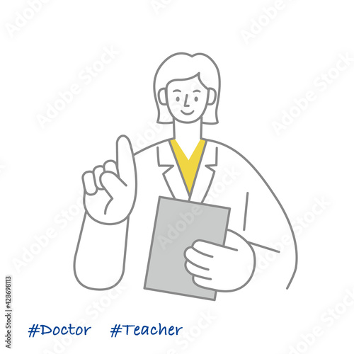 職業イラスト／Doctor／安心できる説明をする女性ドクター