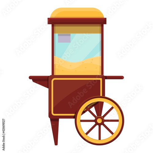 Popcorn cart machine icon. Cartoon of Popcorn cart machine vector icon for web design isolated on white background