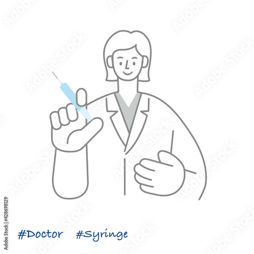職業イラスト／Doctor／注射器をもつ女性ドクター