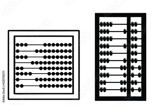 Abacus Line Drawing Set - Vector Illustration