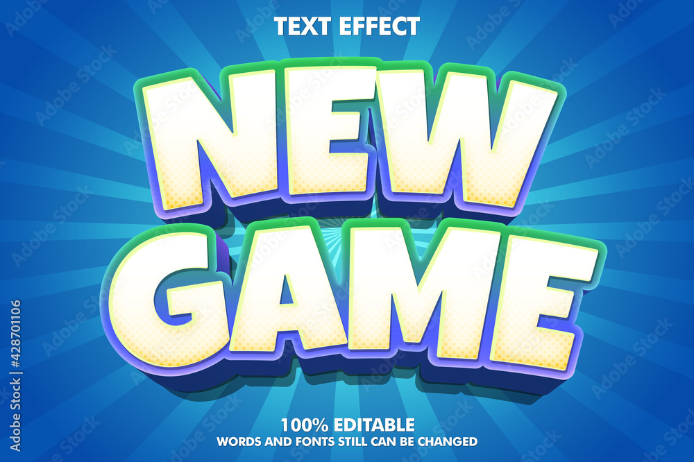 New Game sticker, editable game style text effect