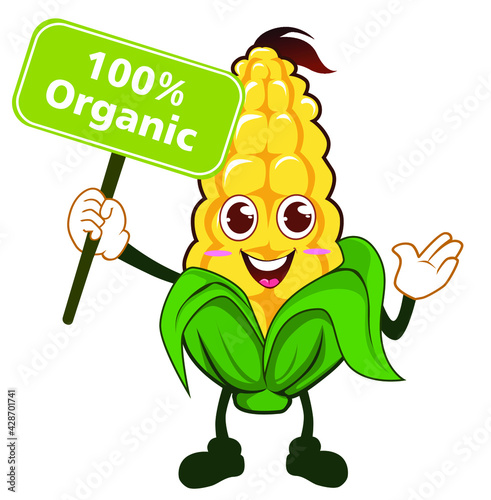 corn mascot cartoon in vector