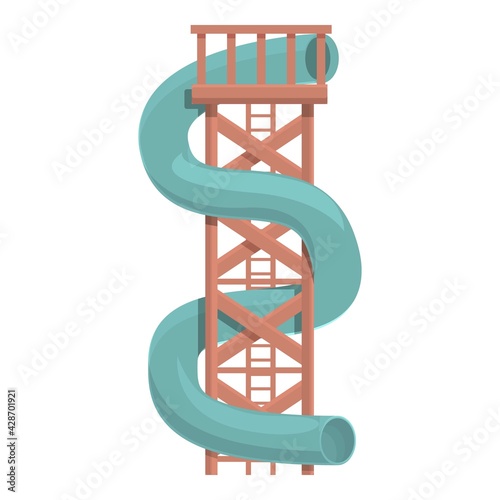 Water park wood tower pipe icon. Cartoon of Water park wood tower pipe vector icon for web design isolated on white background