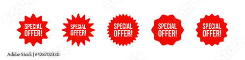 Special offer tag set in red vector illustration. photo