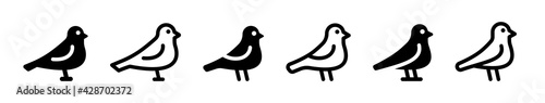 Set of black bird, dove, pigeon icon vector illustration.