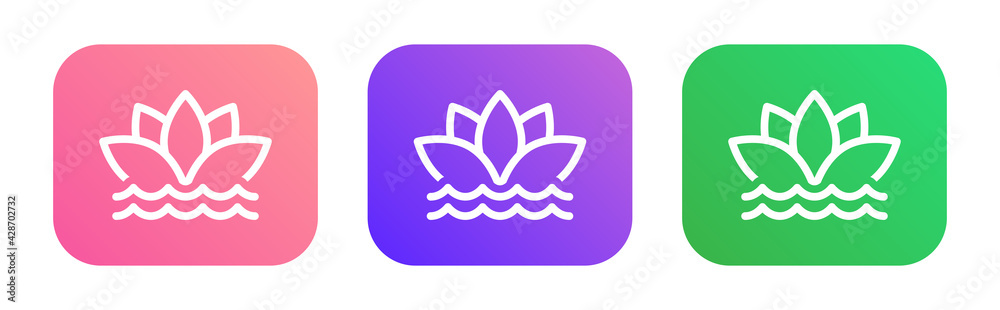 Lotus flower show wellness icon set made in colorful flat design. Beautiful and well-being vector illustration isolated on white background. Lotus flower show wellness icon set made in colorful flat design. Beautiful and well-being vector illustration isolated on white background.
