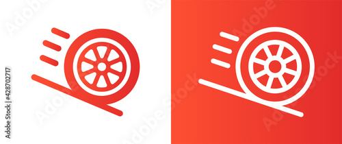 Rush car wheel vector icon car wheel symbol.