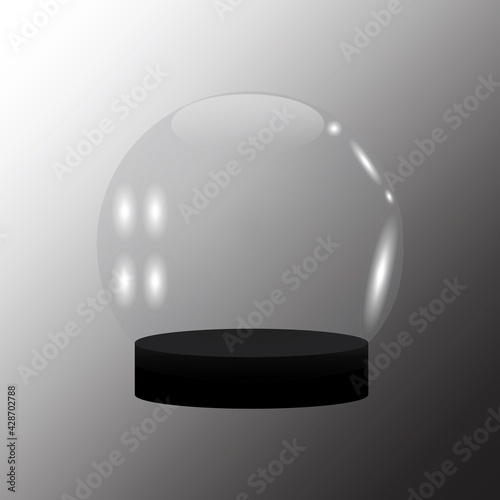 Christmas empty ball in realistic style. Glass snow globe realistic 3d design. Vector illustration. Stock image. EPS 10.