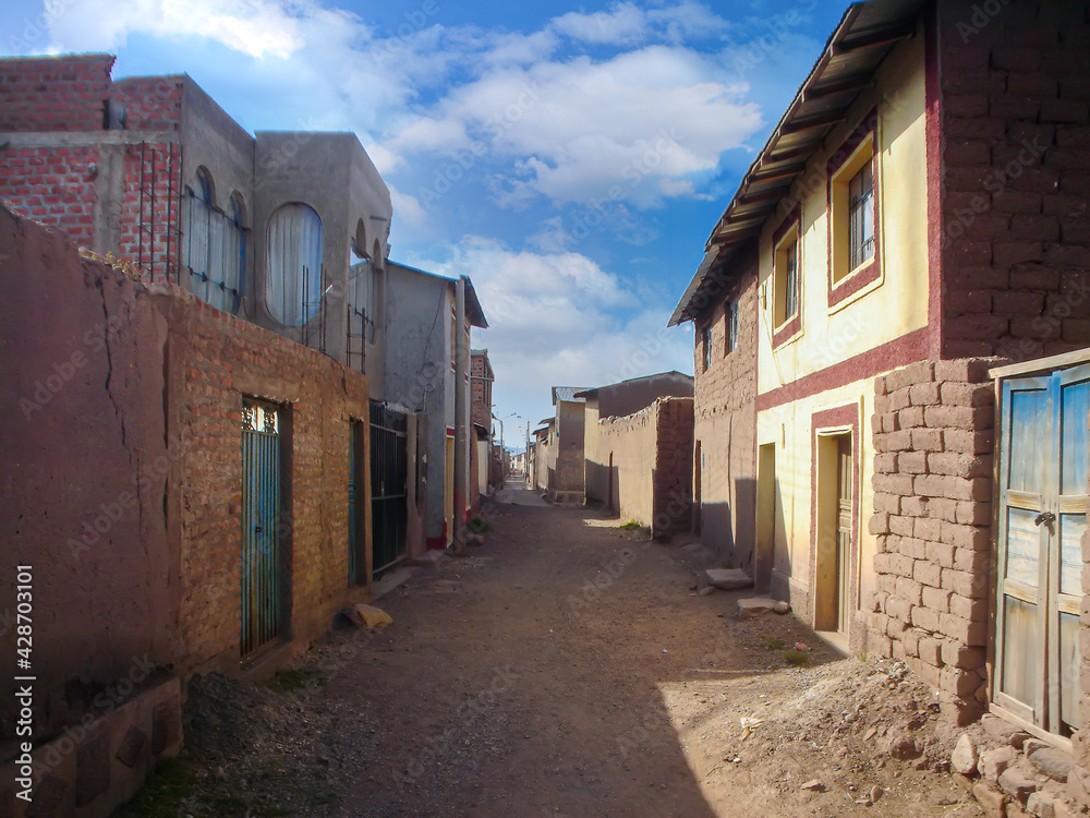 Old Peruvian villages on the road to Puno close to Lake Titicaca.