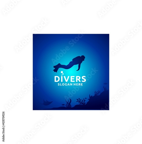Divers vector, divers logo design