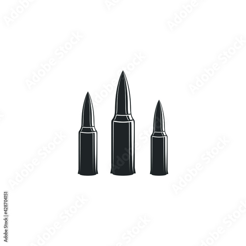 Gun bullet ammunition vintage logo template vector illustration design. classic retro hunting, military, ammunition icon logo concept