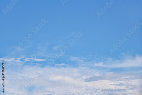 Beautiful white clouds on blue sky background. © nuwatphoto