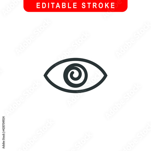 Spiral Eye Outline Icon. Spiral Eye Line Art Logo. Vector Illustration. Isolated on White Background. Editable Stroke
