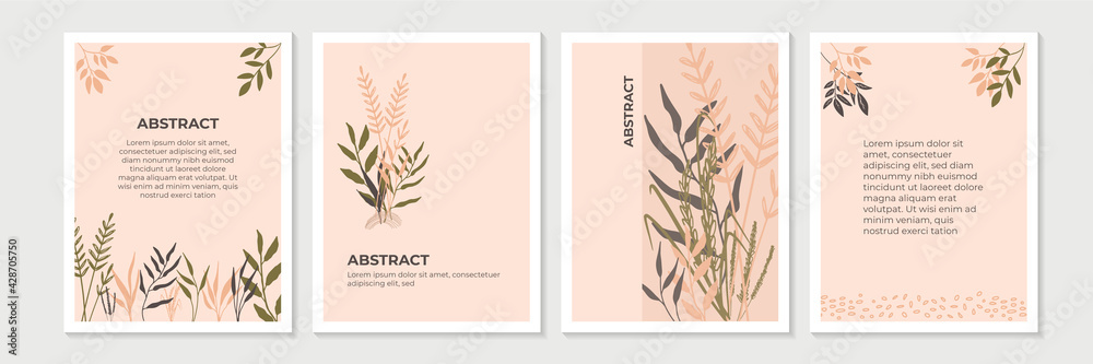 Set of boho floral universal artistic templates. Good for greeting cards, invitations, flyers and other graphic design.