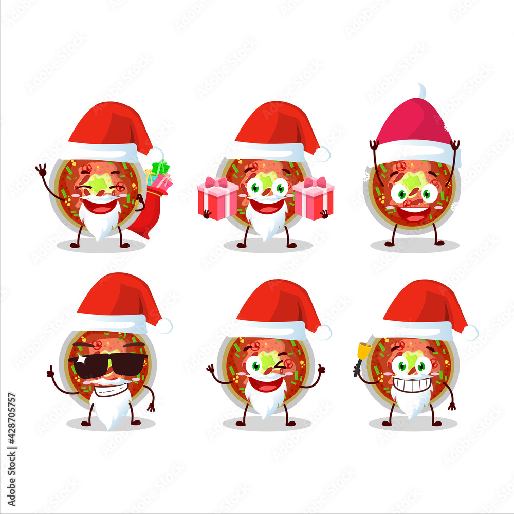 Santa Claus emoticons with bowl of chili cartoon character