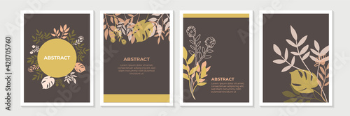 Set of boho floral universal artistic templates. Good for greeting cards, invitations, flyers and other graphic design.