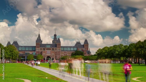 Wallpaper Mural dutch national museum rijksmuseum amsterdam park 4k time lapse netherlands Torontodigital.ca
