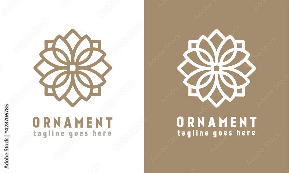 Luxury floral ornament vector logo template. symmetrical line art logo type. monogram design