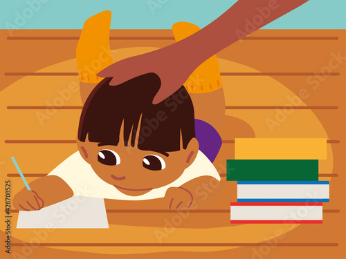 boy studying at home