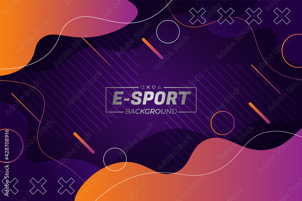 Fluid Dynamic E-Sports Concept Modern Background Purple Orange with Wavy Line and Geometric Shape Fluid Dynamic E-Sports Concept Modern Background Purple Orange with Wavy Line and Geometric Shape