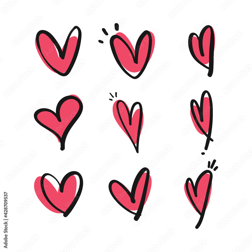 Heart doodles. Hand drawn hearts collection. Love illustration designs. Heart doodles. Hand drawn hearts collection. Love illustration designs.