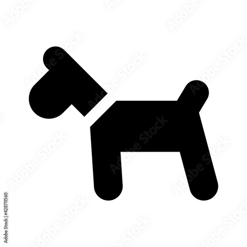 Black dog icon isolate on white background.