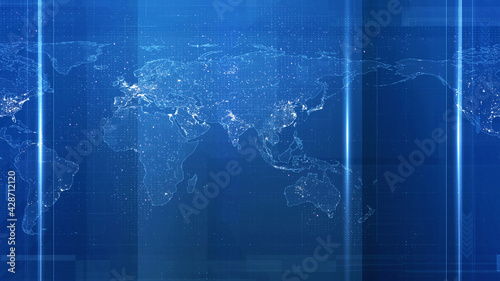 Broadcast Cuts Background.Communications World Map Broadcast Background.Broadcast News Background