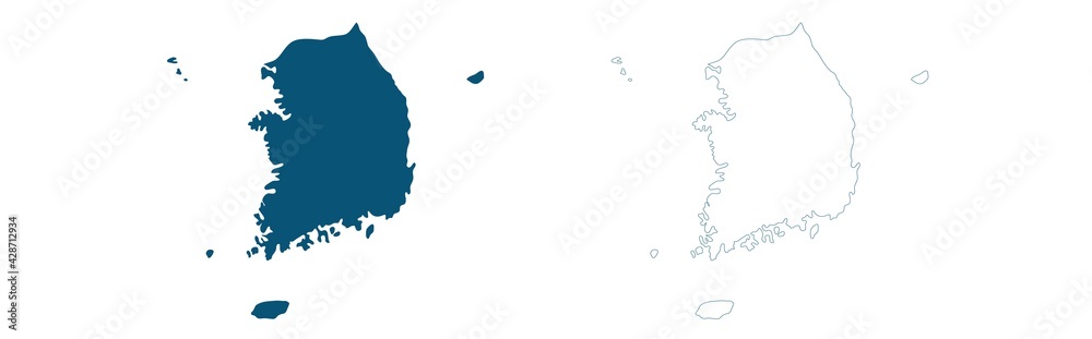 South Korea map in blue on a white background. Vector illustration