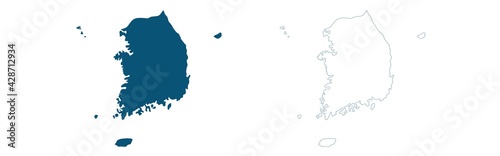 South Korea map in blue on a white background. Vector illustration