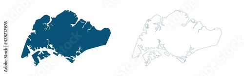 Singapore map in blue on a white background