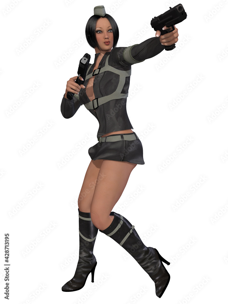 3d illustration of an sexy woman with a scifi captain outfit 3d illustration of an sexy woman with a scifi captain outfit