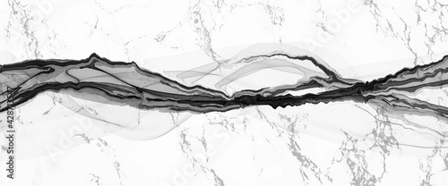 New Chinese style abstract art line marble landscape background wall