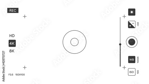 Camera screen with settings and focus recording