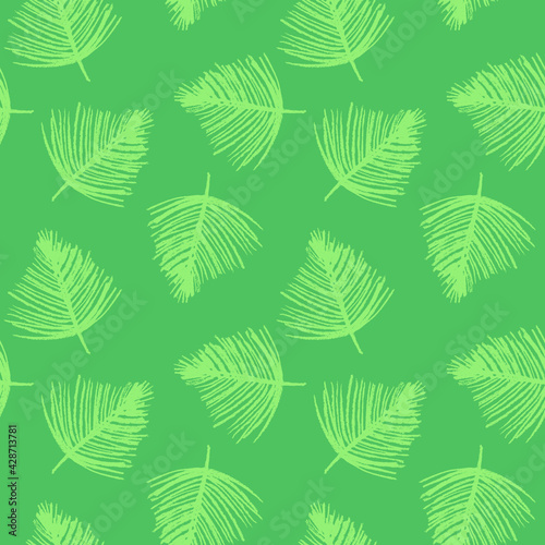 Fototapeta Naklejka Na Ścianę i Meble -  Vector seamless pattern design. Floral graphics concept for tropical spa, beauty studio banner, botanical fabric backdrop, green tropical leaf pattern. Tropical background with palm leaves ornament.