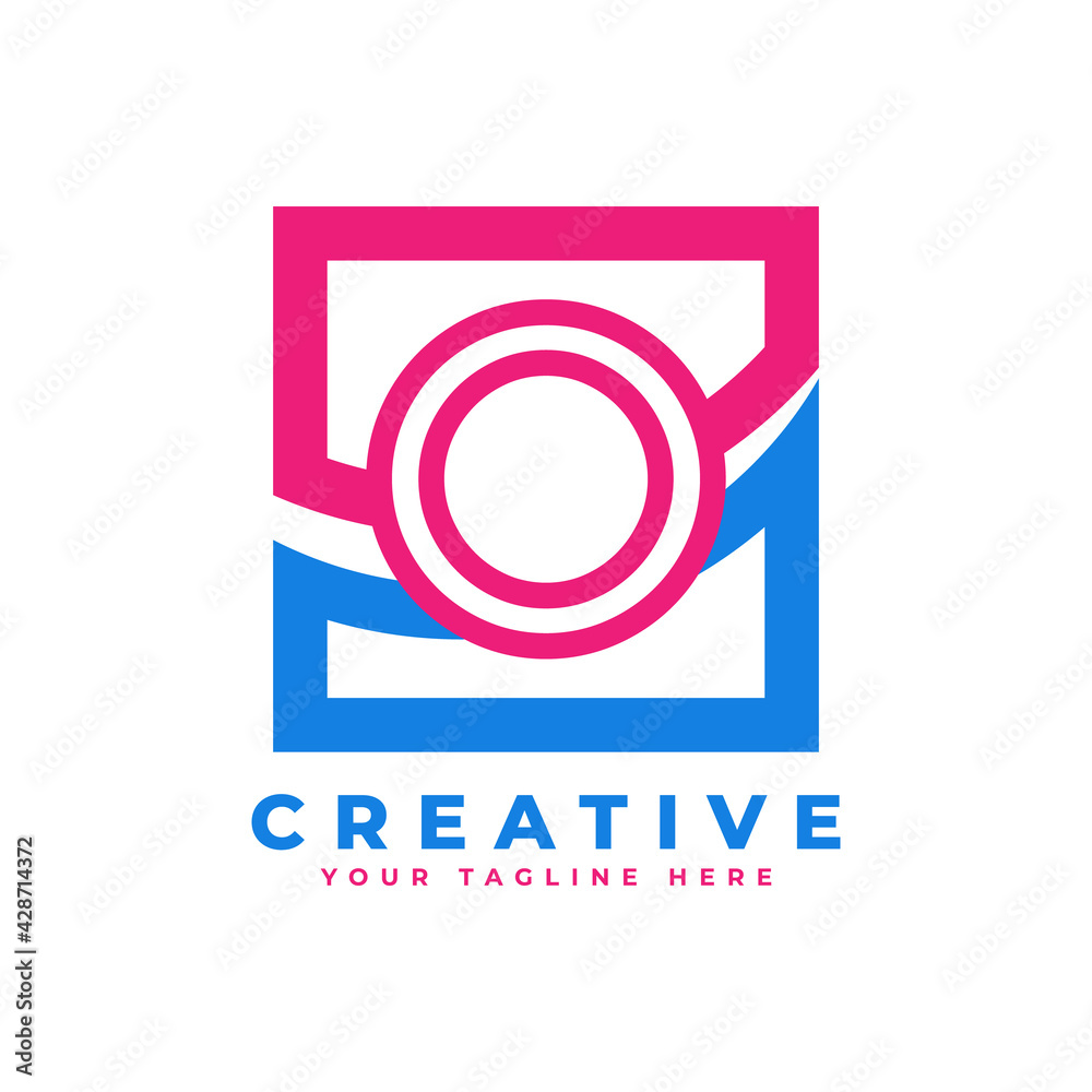 Corporation Letter O Logo With Square and Swoosh Design and Blue Pink Color Vector Template Element Corporation Letter O Logo With Square and Swoosh Design and Blue Pink Color Vector Template Element