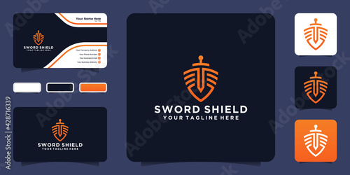 Shield Sword Law firm Security logo Designs and business card